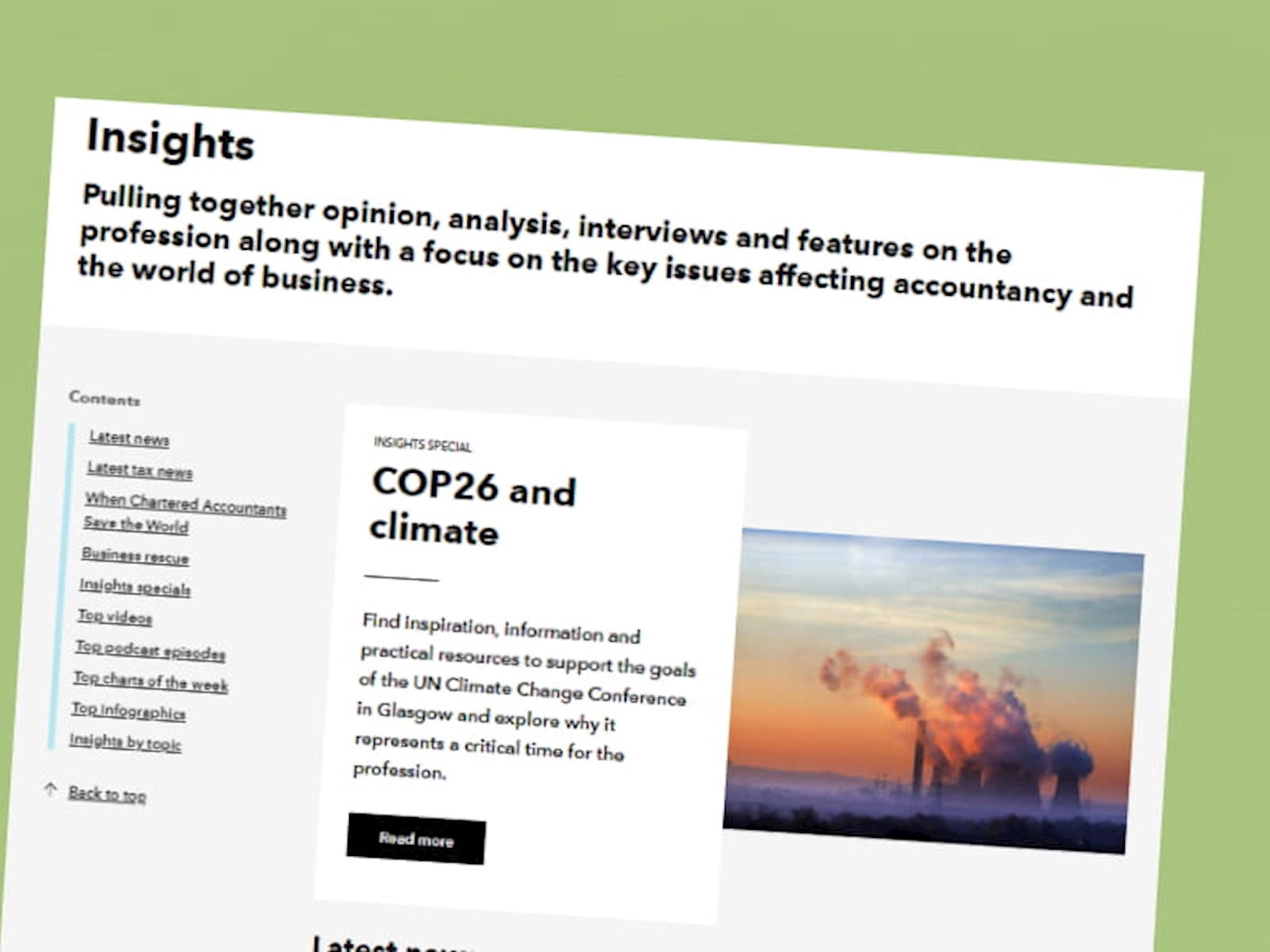 Insights page example image