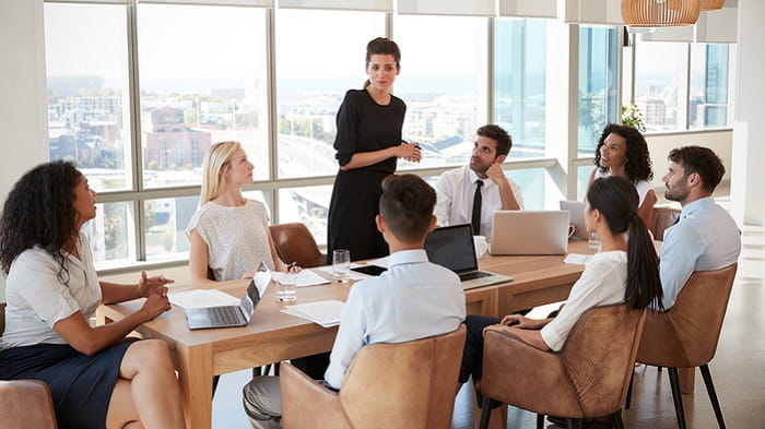Group meeting around table