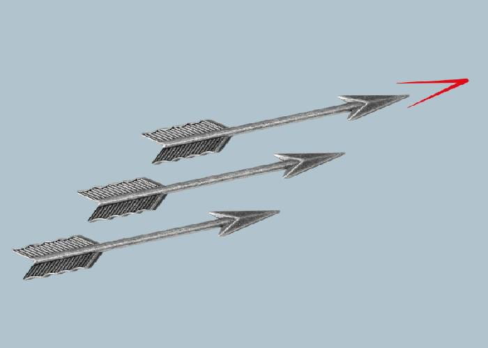 Silver arrows on grey background