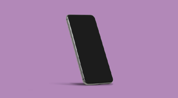 Smart phone on a purple background