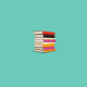 Books on teal background