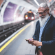 Man commuting London tube