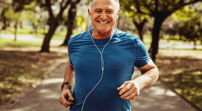 Older man jogging