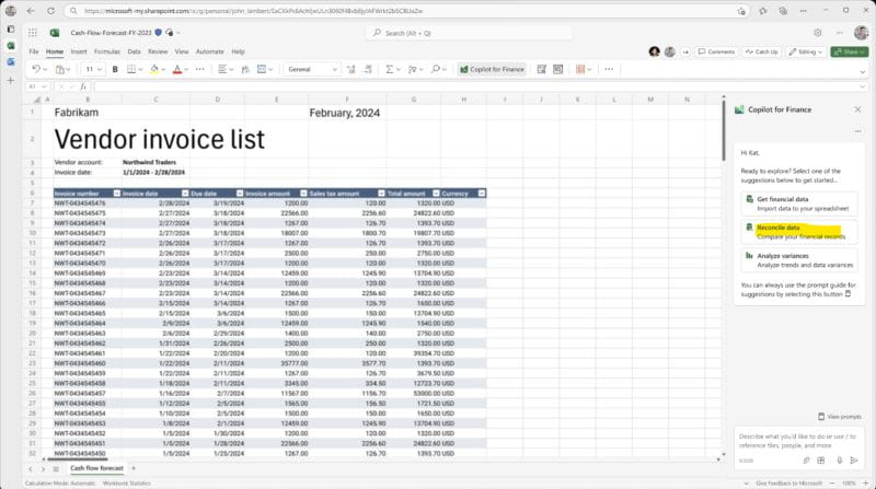 Image showing invoice and transaction data used as input for a reconciliation process.