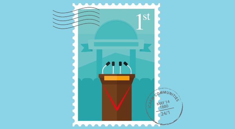 Stamp image with a podium