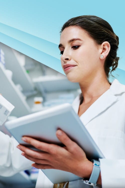 Medical staff holding a stack of papers