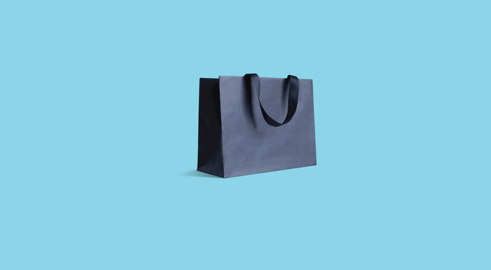 Shopping bag blue background