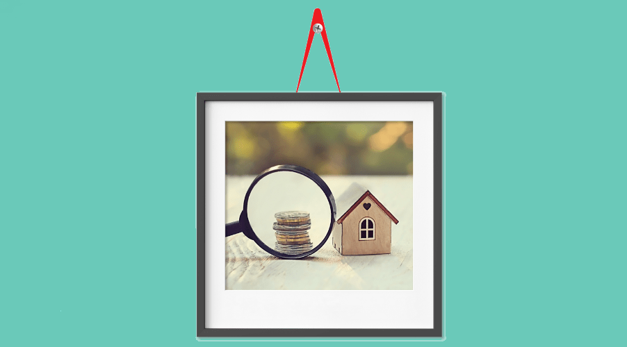 Graphic of a magnifying glass and house