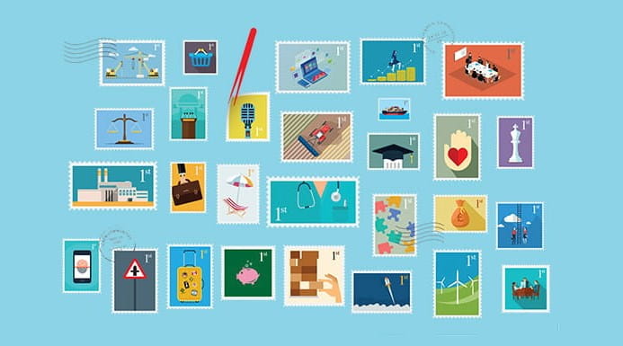 Stamps representing all of the ICAEW Communities