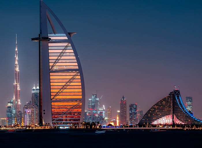 Picture of Dubai skyline at night