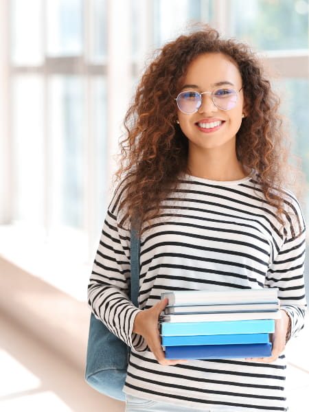 Student working at desk