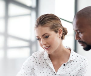 Business woman and man in a meeting