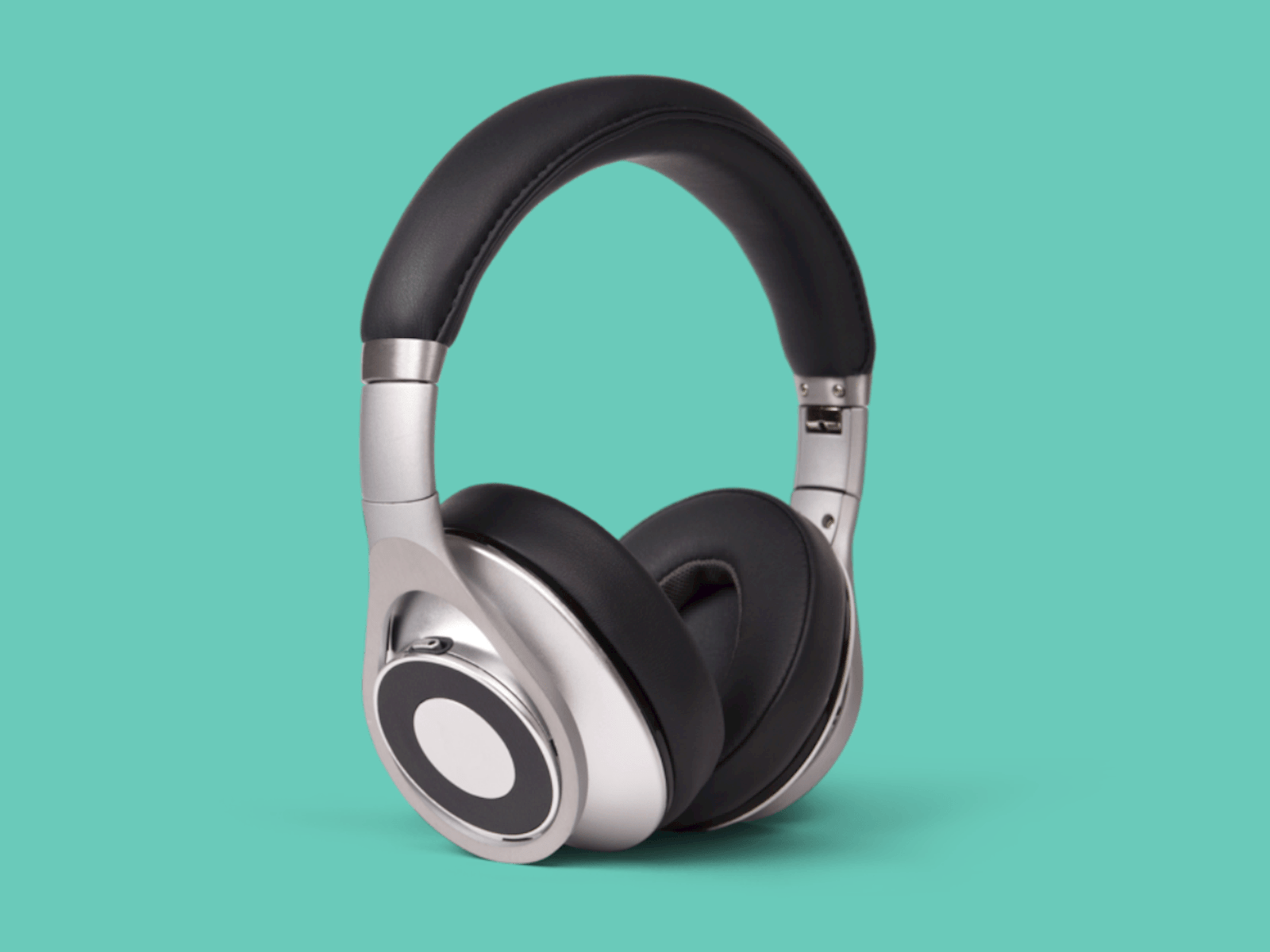 Headphones on a teal background