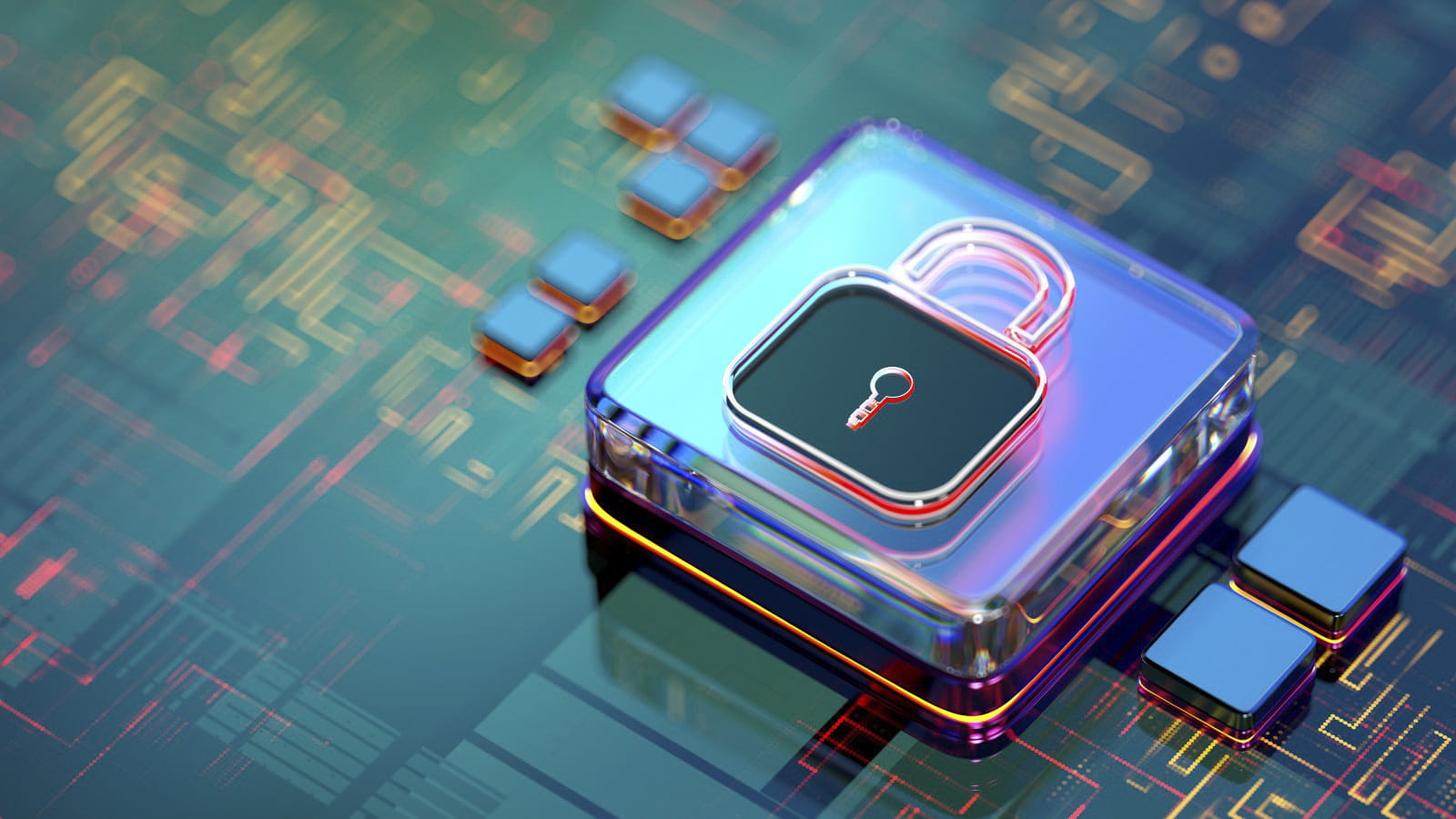 Cyber security awareness month - image of motherboard with padlock
