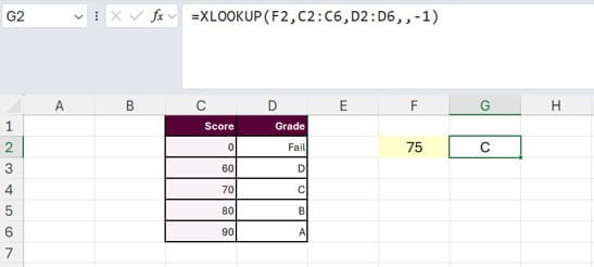Excel spreadsheet screenshot