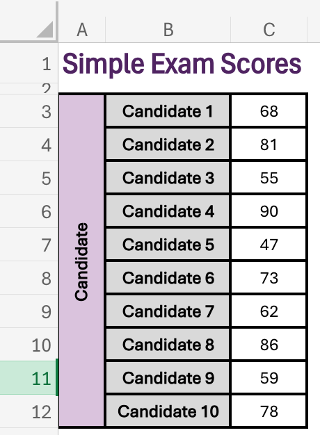 Excel spreadsheet screenshot