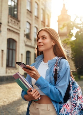 Girl outside university
