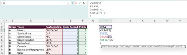 Excel spreadsheet