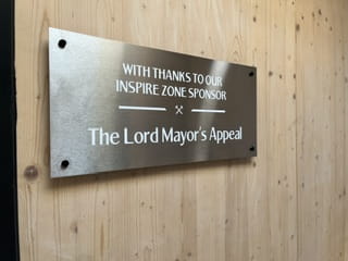A plaque at the Beyond Food Foundation, a charity offers training centred around food to help those who have experience trauma or mental health. 