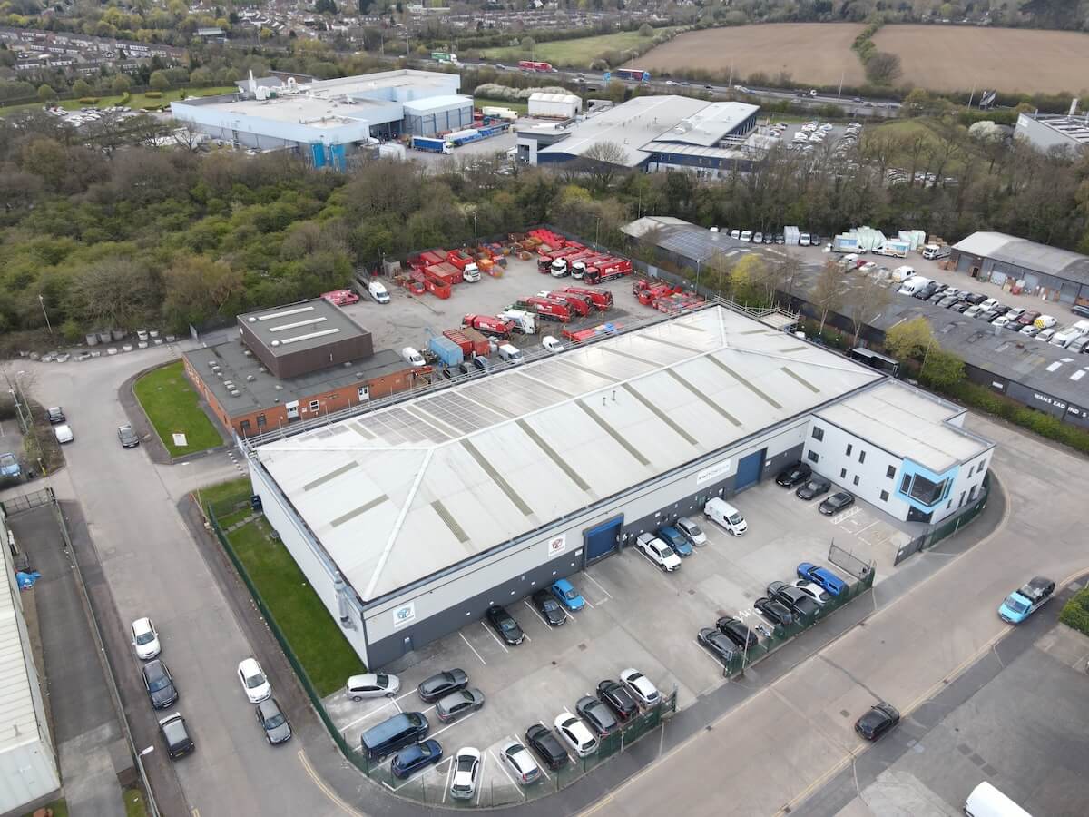 Solar panels on the roof of Michael Smith Switchgear Limited. A Leicester-based SME that manufactures low-voltage switchgear which received a prestigious King’s Award for Enterprise for sustainable development.