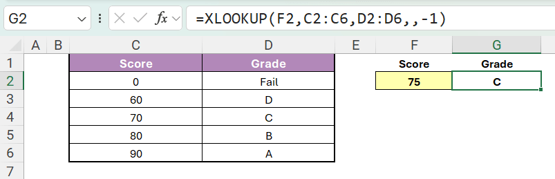 Excel spreadsheet screenshot