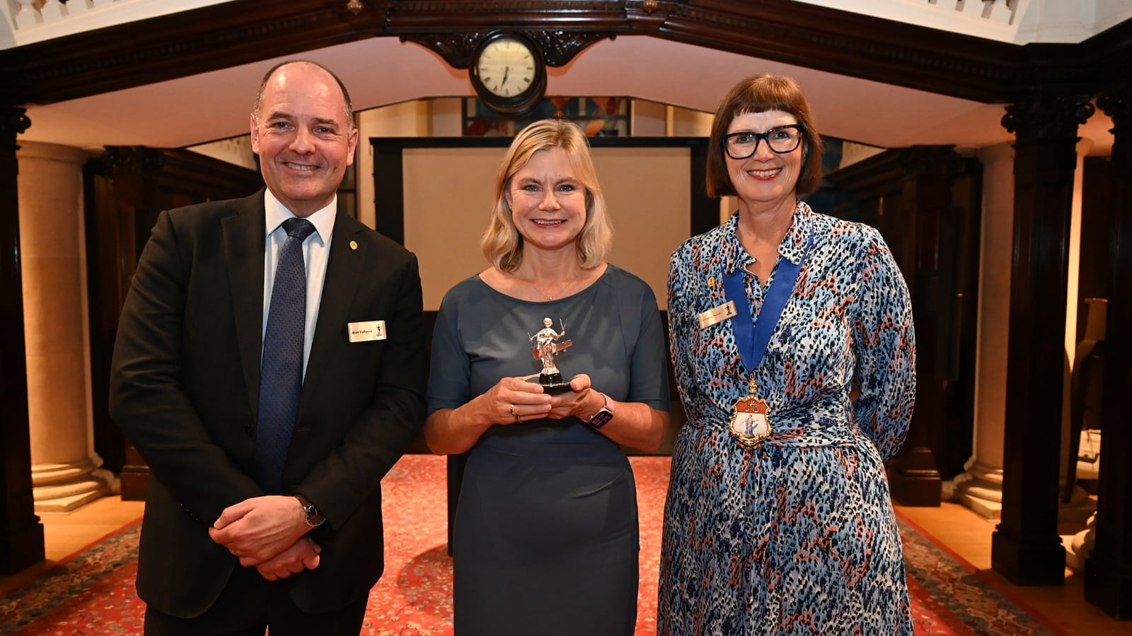 Rt Hon Justine Greening collecting the ICAEW Outstanding Achievement Award
