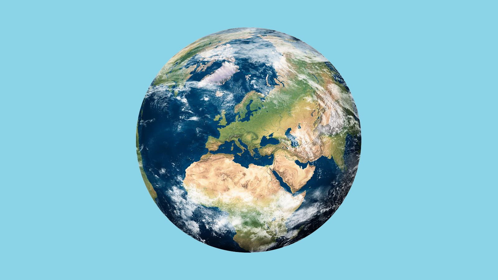 Earth from space on a blue background