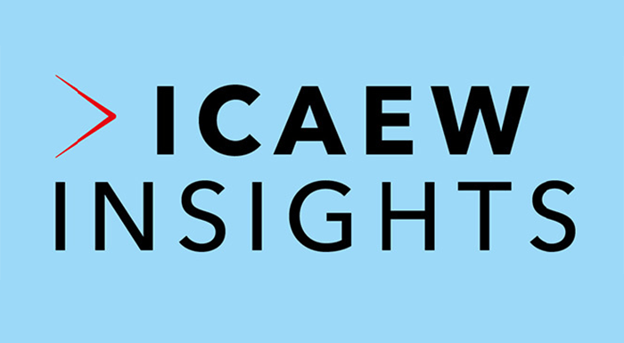 The words 'ICAEW INSIGHTS' and the ICAEW dividers on a blue background