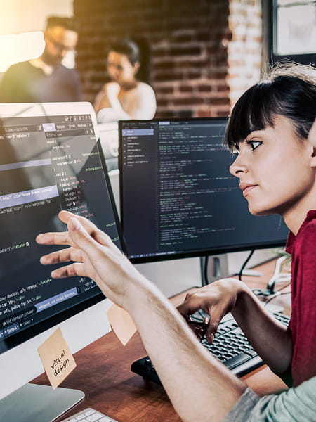 Software company office business employees tech coding computer screen ICAEW podcast