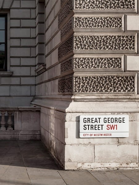 London Westminster Great George Street sign building ICAEW Future of Tax role of government