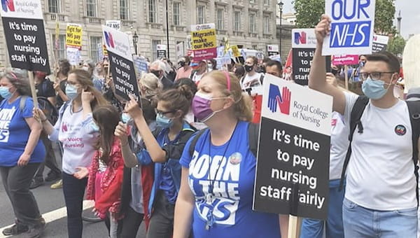People at a march in support of the NHS