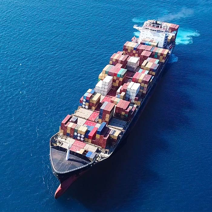 A container ship at sea