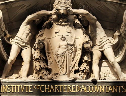 ICAEW logo crest Institute of Chartered Accountants hall building sculpture London