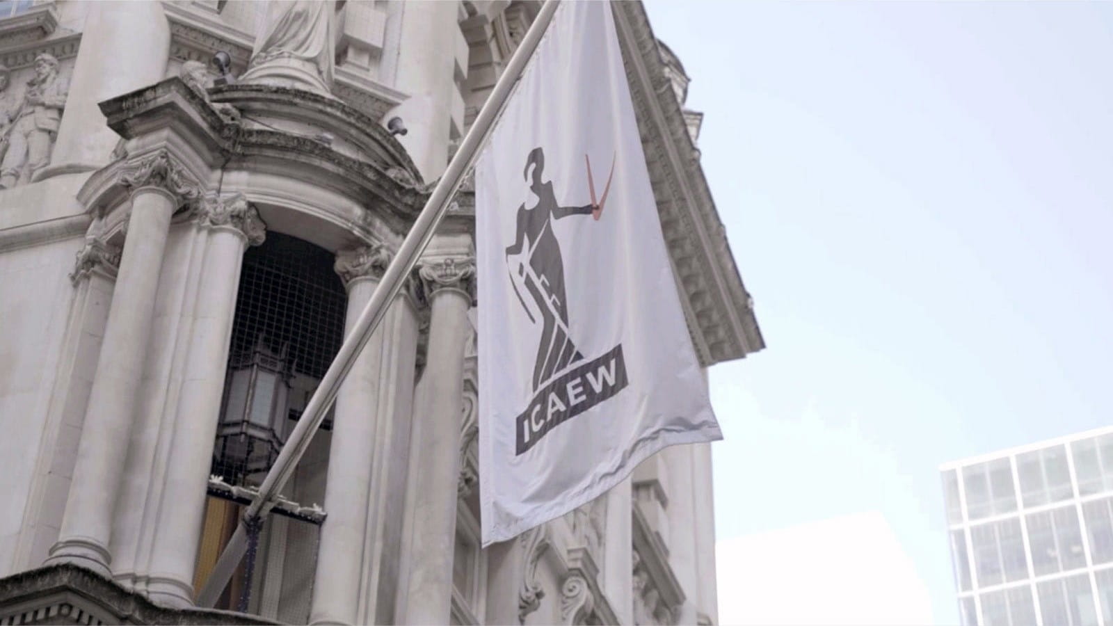 ICAEW flag logo Institute of Chartered Accountants hall London office building
