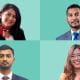 Clockwise from top left: Yajna Christna, Avikesh Bhola, Beverly Kwan, Vedanth Tulsi Mauritius ICAEW accountant student society teal background