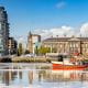 Long Exposure over the Lagan River over to the Custom House in Belfast, Northern Ireland city skyline