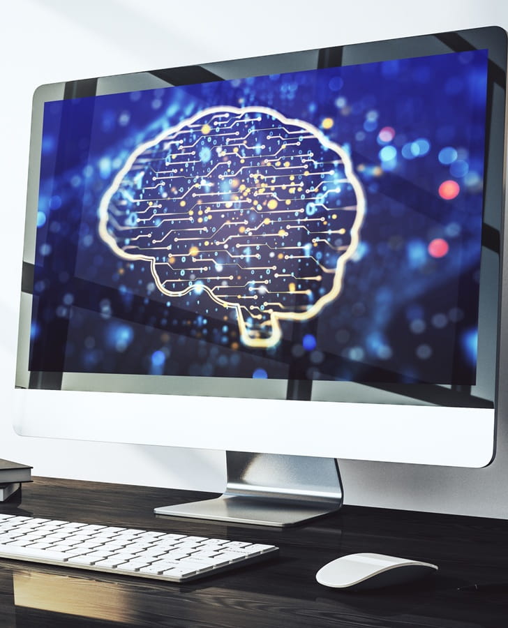 Image of digital brain on a computer screen