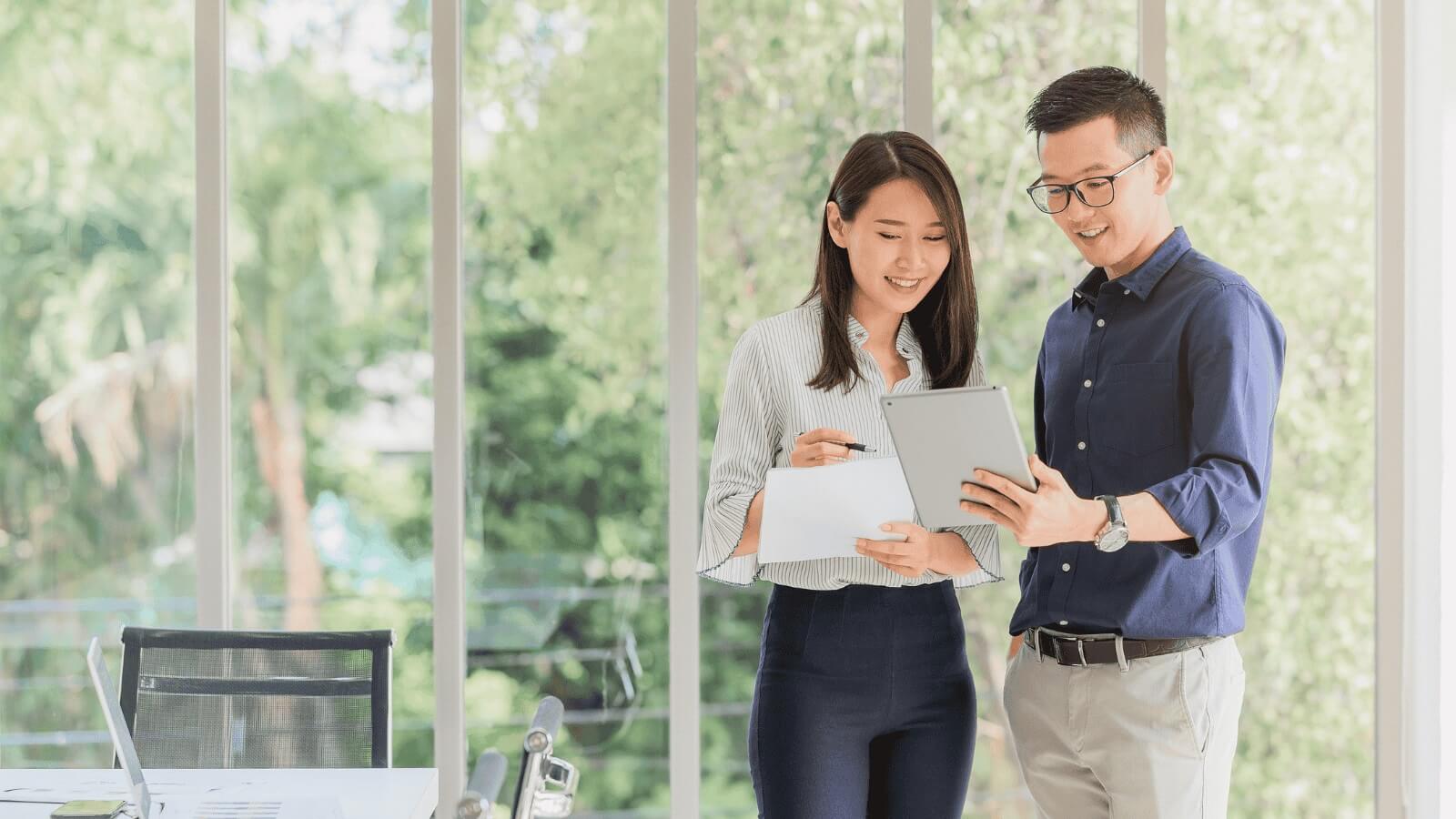 Diverse Asian office professional business workers people