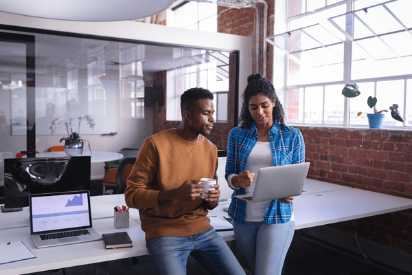Diverse black young casual office workers people