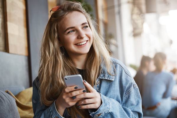 Female student on phone