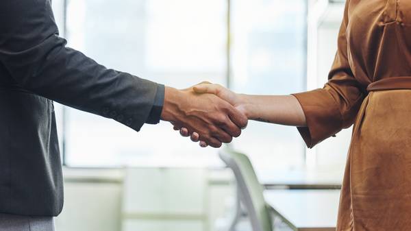 Handshake man and woman