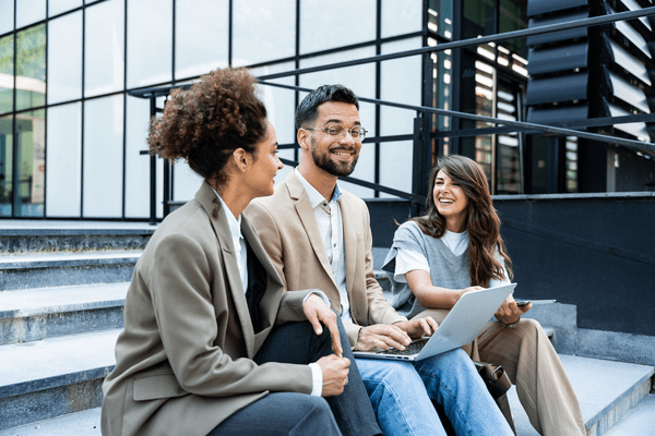 young professionals working outside the office