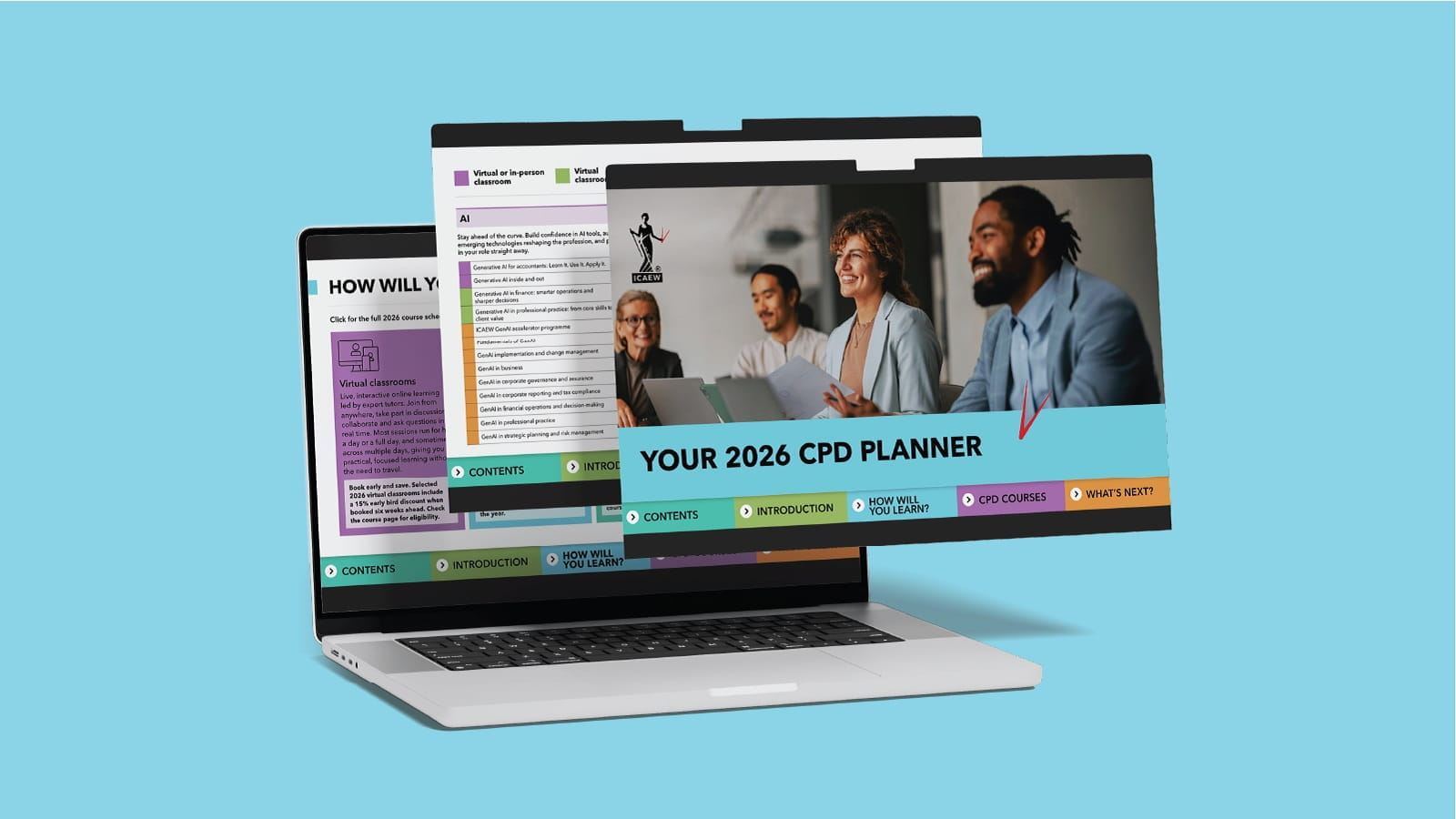 Laptops screen displaying online CPD planning tool