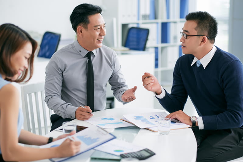 meeting with many employees.