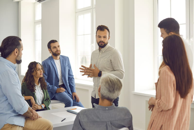 Diverse people group meeting