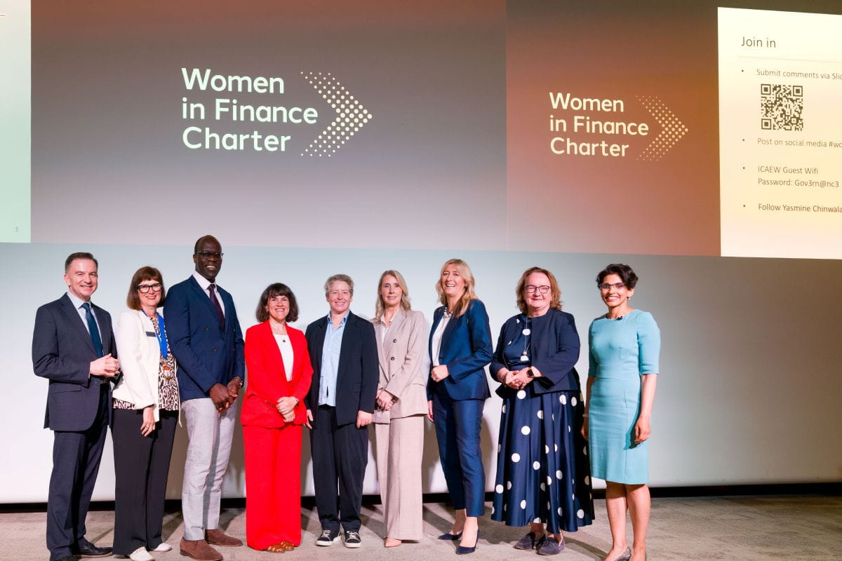 Photo of attendees at HM Treasury Women in Finance Charter signatory event 