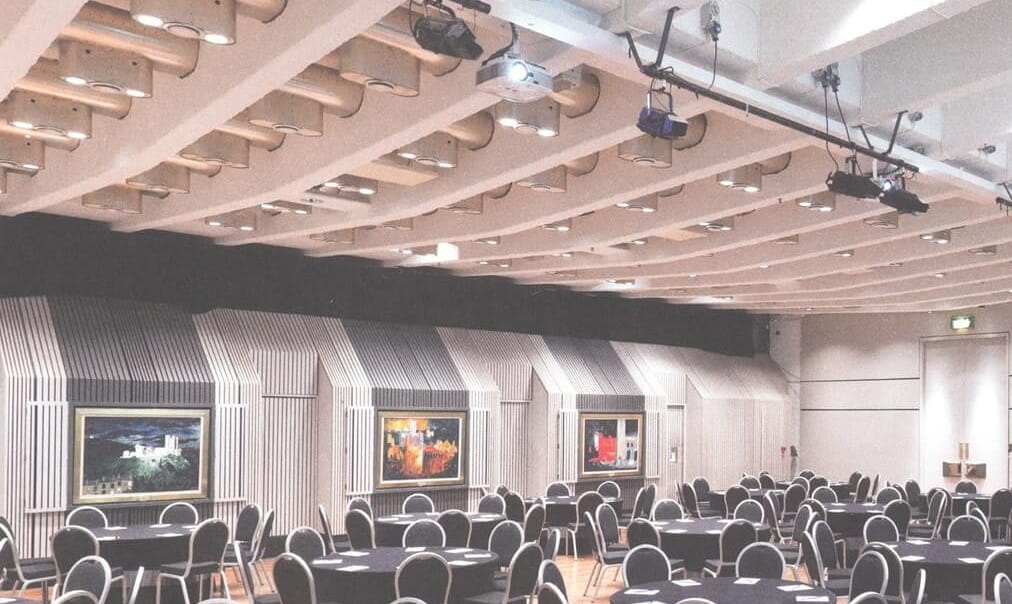 Picture of the John Piper paintings in the Great Hall
