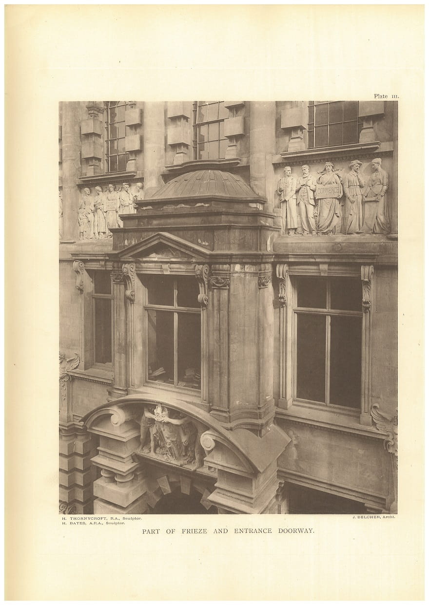 Front of frieze and entrance doorway, Chartered Accountants Hall