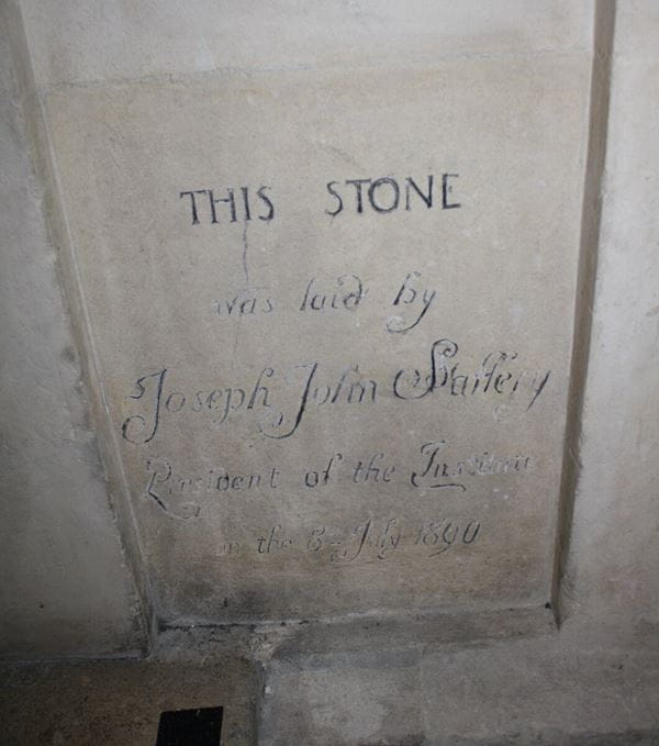 Photograph of the building's foundation stone