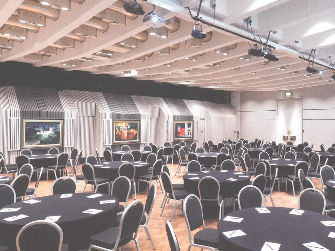Picture of the John Piper paintings in the Great Hall